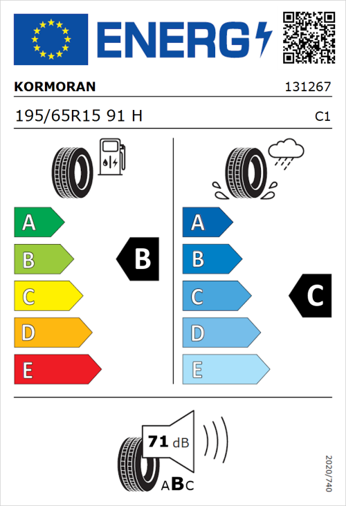 Tyre Label for Kormoran Summer 3 195/65R15 91H